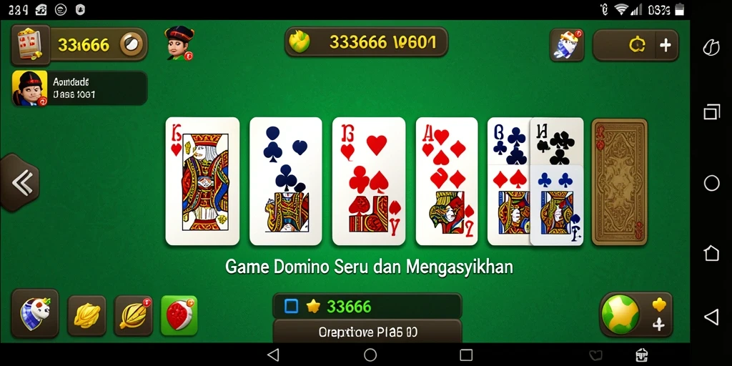 Tampilan gameplay 333666 yang menarik dengan kartu Domino yang cerah.