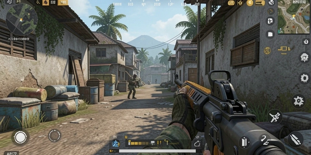 Gameplay seru dari API77 dalam aksi tembak-menembak.