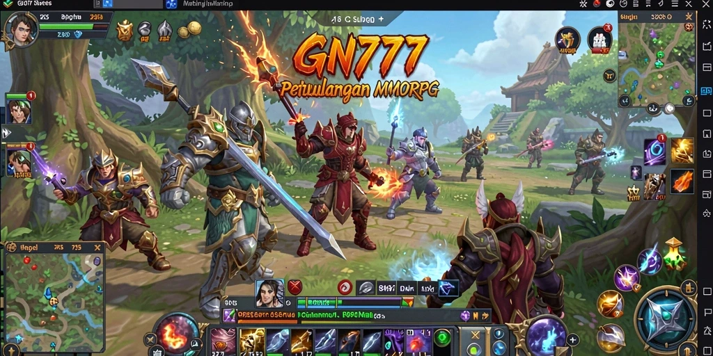 Tampilan gameplay seru di dunia GN777 yang luas.