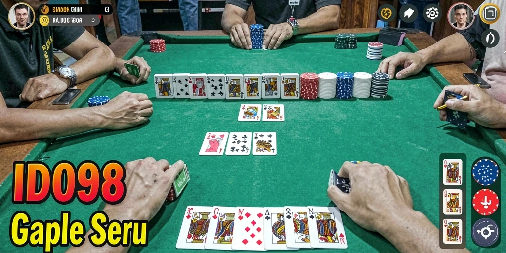 Tampilan screenshot gameplay ID098 dengan keseruan bermain Gaple.