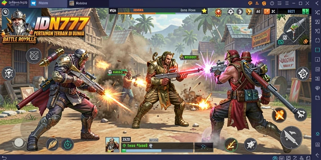 Tampilan seru gameplay IDN777 dalam pertempuran Battle Royale.