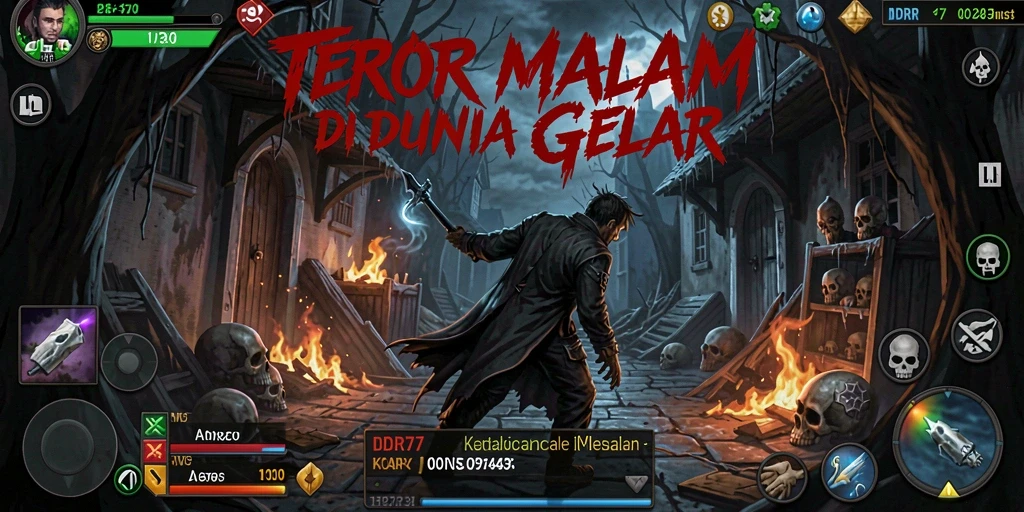 Tampilan gameplay menegangkan dari IDR77 dengan efek suara menyeramkan.