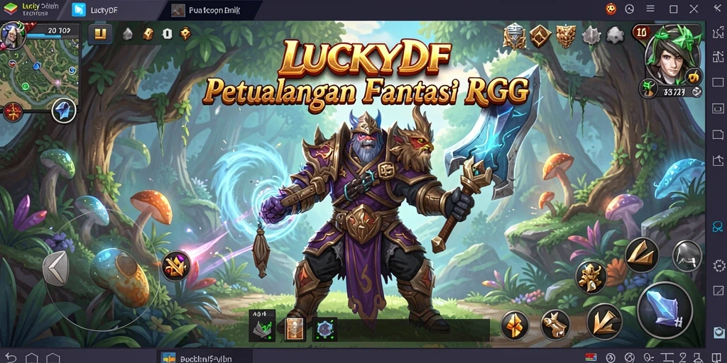 Tampilan gameplay LUCKYDF yang penuh aksi dan strategi RPG.