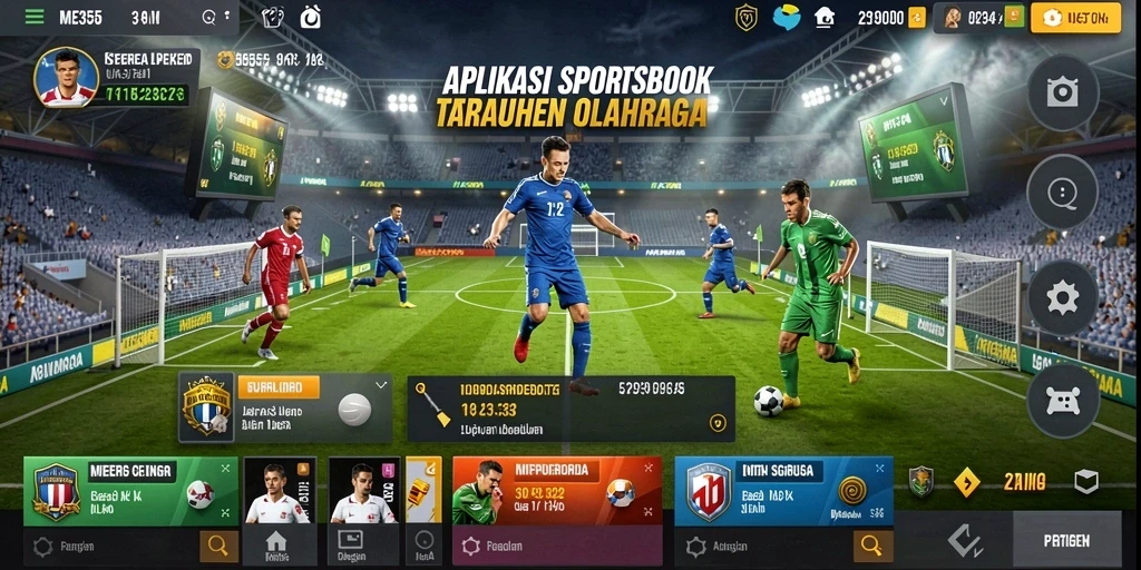 Tampilan gameplay utama ME355 dengan berbagai pilihan taruhan olahraga.