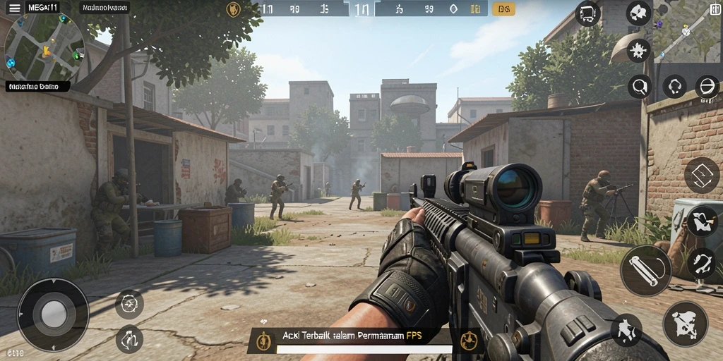 Tangkapan layar MEGA111 menunjukkan aksi intens dalam pertempuran FPS.