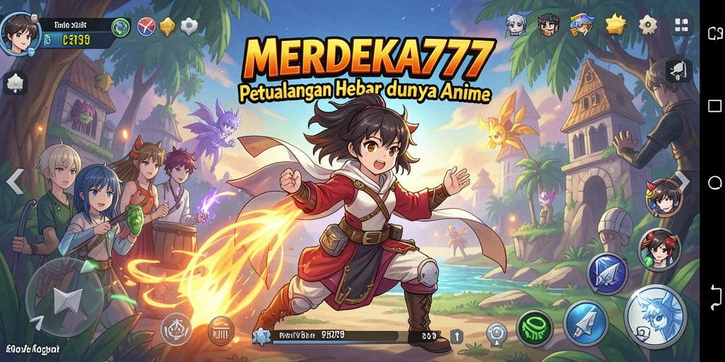 Screenshot gameplay MERDEKA777 yang menampilkan pertarungan karakter Anime.