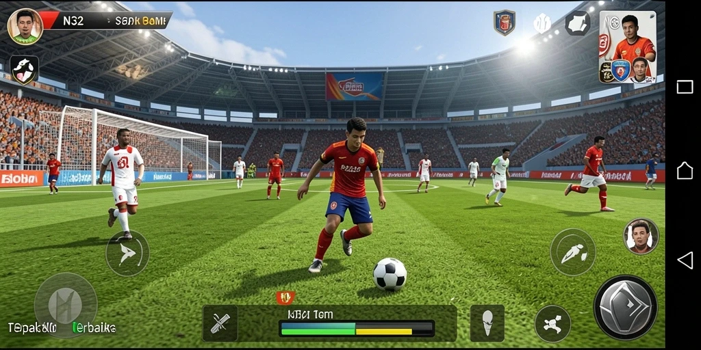 Tampilan aksi bermain sepak bola yang mendebarkan di N32.
