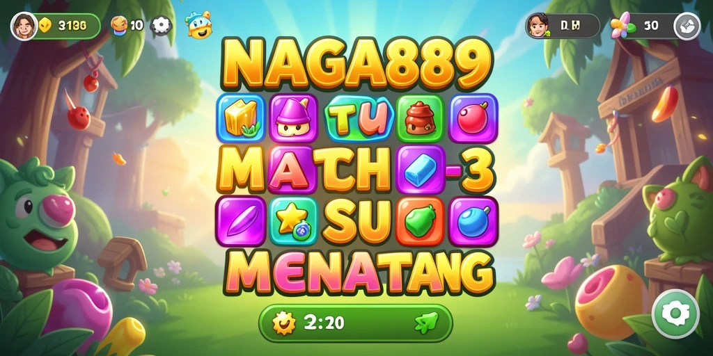 Screenshot NAGA889 menunjukkan momen seru saat mencocokkan permata.