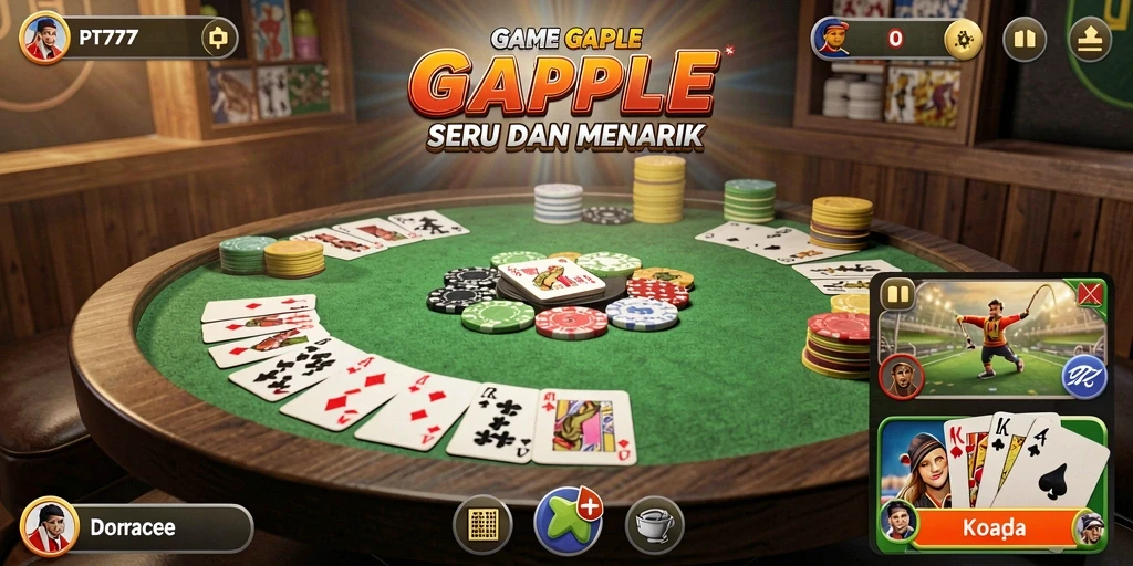 Tampilan gameplay Gaple yang menyenangkan dan interaktif di PT777.