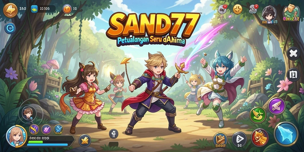 Gameplay SAND77 menampilkan karakter Anime yang dinamis dan aksi seru.