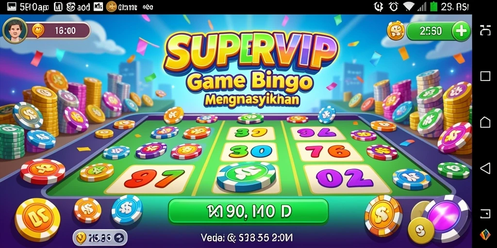 Tampilan gameplay SUPERVIP dengan desain Bingo yang menarik dan interaktif.