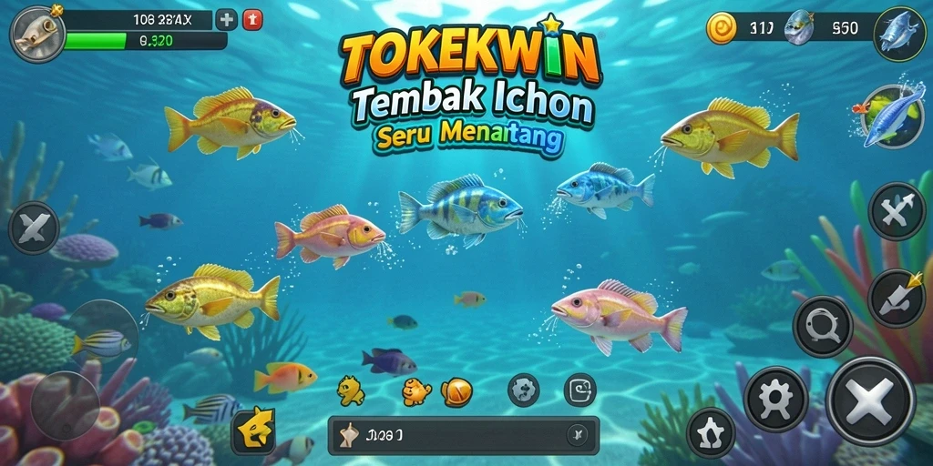 Tangkapan layar menunjukkan gameplay Tembak Ikan yang seru di TOKEKWIN.